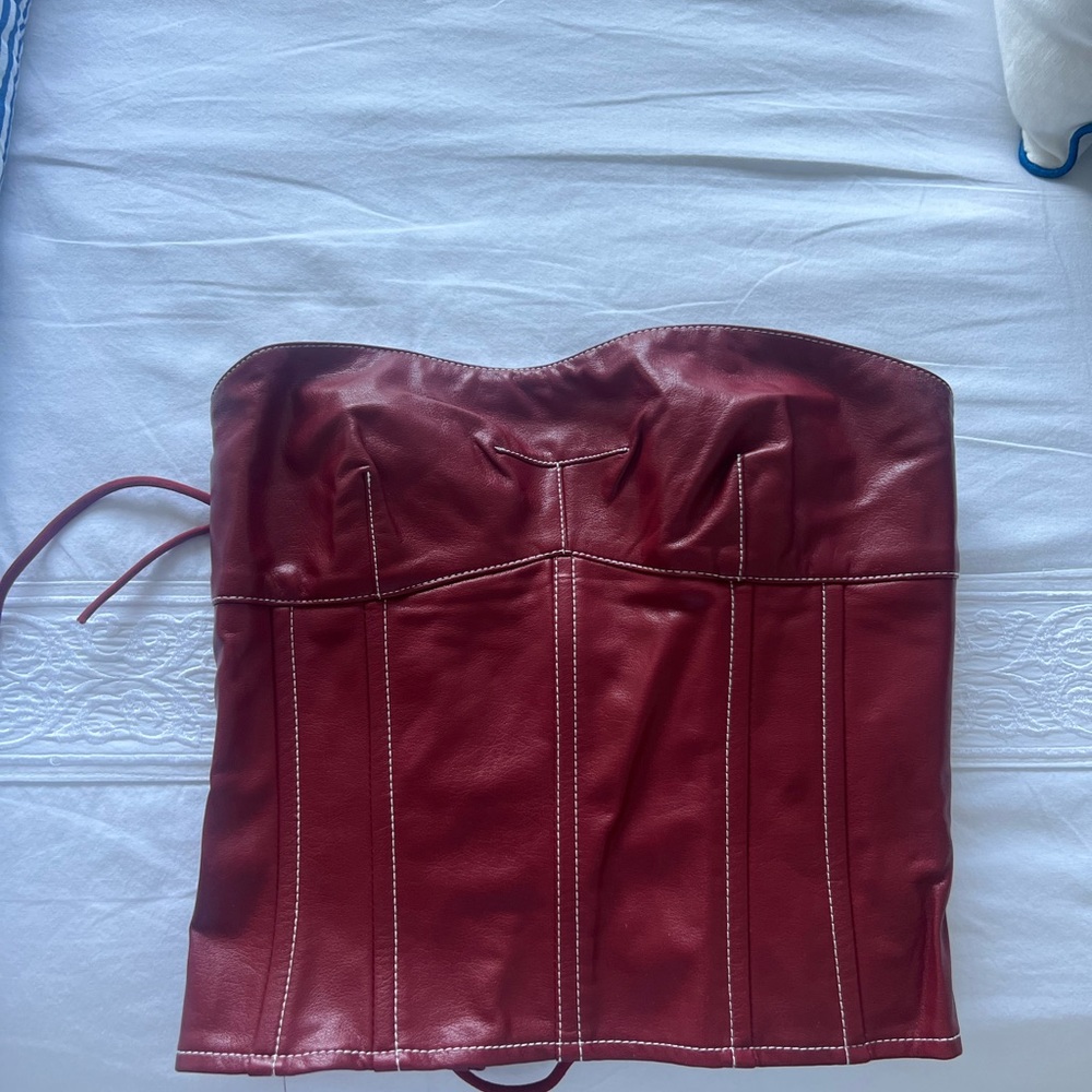 Red Leather Corset Top